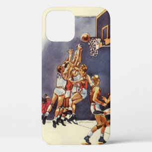 Vintage Sports Basketball, Players in a Game iPhone 12 Case