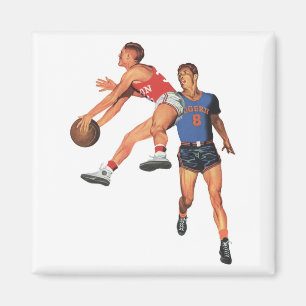Vintage Sports, Basketball Players in a Game Magnet