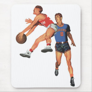 Vintage Sports, Basketball Players in a Game Mouse Mat