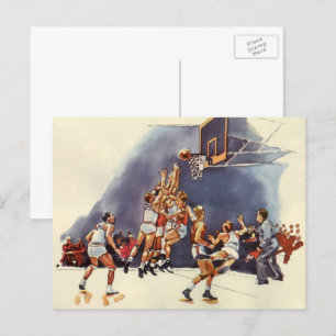 Vintage Sports Basketball, Players in a Game Postcard