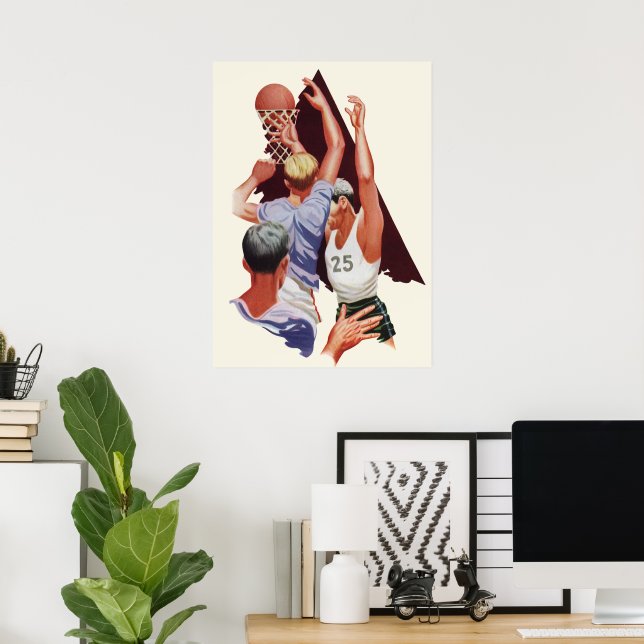 Vintage Sports, Basketball Players in a Game Poster (Home Office)