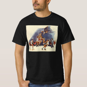 Vintage Sports Basketball, Players in a Game T-Shirt