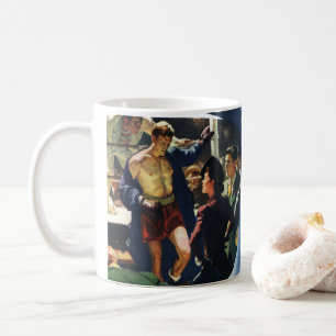 Vintage Sports Boxing, Boxer Leaving the Ring Coffee Mug
