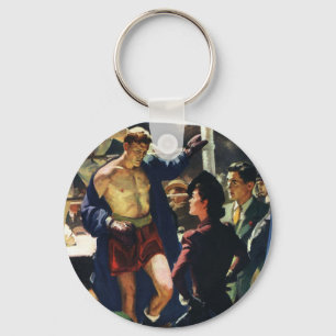 Vintage Sports Boxing, Boxer Leaving the Ring Key Ring