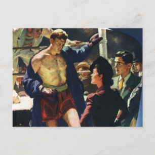 Vintage Sports Boxing, Boxer Leaving the Ring Postcard