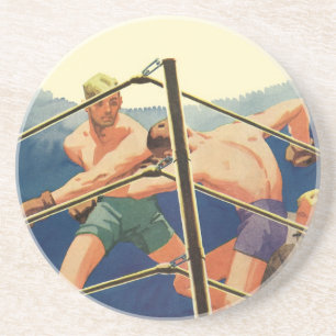 Vintage Sports Boxing, Boxers During a Match Coaster