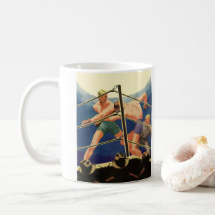 Vintage Sports Boxing, Boxers During a Match Coffee Mug
