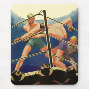 Vintage Sports Boxing, Boxers During a Match Mouse Mat
