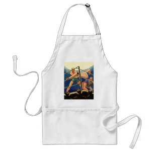Vintage Sports Boxing, Boxers During a Match Standard Apron