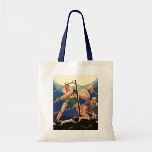 Vintage Sports Boxing, Boxers During a Match Tote Bag