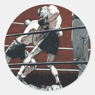 Vintage Sports Boxing, Boxers Fight in the Ring Classic Round Sticker
