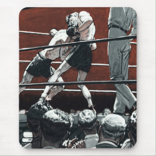 Vintage Sports Boxing, Boxers Fight in the Ring Mouse Mat