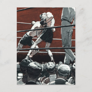 Vintage Sports Boxing, Boxers Fight in the Ring Postcard