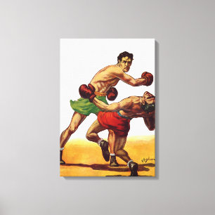 Vintage Sports Boxing, Boxers in a Fight Canvas Print