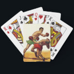 Vintage Sports Boxing, Boxers in a Fight Playing Cards<br><div class="desc">Vintage illustration sports boxing match design with two fighters in the ring. The men are fighting,  one boxer delivers a knock out punch and the other man goes down for the count.</div>