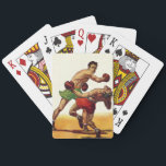 Vintage Sports Boxing, Boxers in a Fight Playing Cards<br><div class="desc">Vintage illustration sports boxing match design with two fighters in the ring. The men are fighting,  one boxer delivers a knock out punch and the other man goes down for the count.</div>