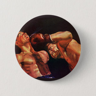 Vintage Sports Boxing, Boxers Punching Fight 6 Cm Round Badge