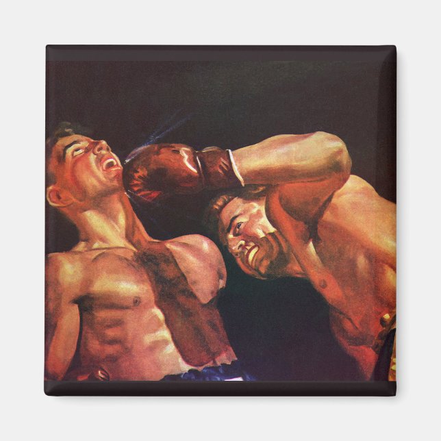 Vintage Sports Boxing, Boxers Punching Fight Magnet (Front)