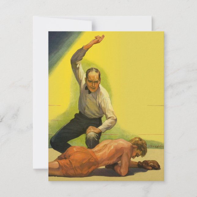 Vintage Sports Boxing, Referee with Boxer Knockout (Front)