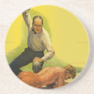 Vintage Sports Boxing, Referee with Boxer Knockout Coaster