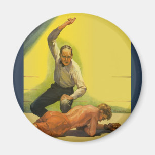Vintage Sports Boxing, Referee with Boxer Knockout Magnet