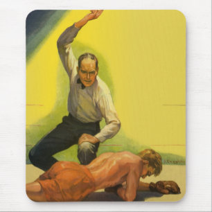 Vintage Sports Boxing, Referee with Boxer Knockout Mouse Mat
