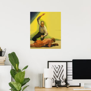 Vintage Sports Boxing, Referee with Boxer Knockout Poster