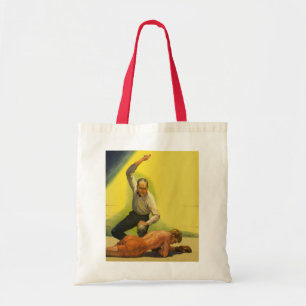 Vintage Sports Boxing, Referee with Boxer Knockout Tote Bag