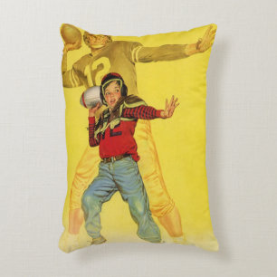 Vintage Sports, Boy as Future Football Quarterback Decorative Cushion
