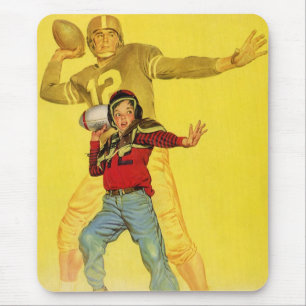 Vintage Sports, Boy as Future Football Quarterback Mouse Mat