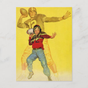 Vintage Sports, Boy as Future Football Quarterback Postcard