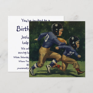 Vintage Sports, Boys Play Football Birthday Party Invitation