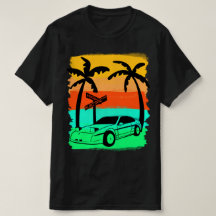 Vintage Sports Car Beach Front Electric Shirt