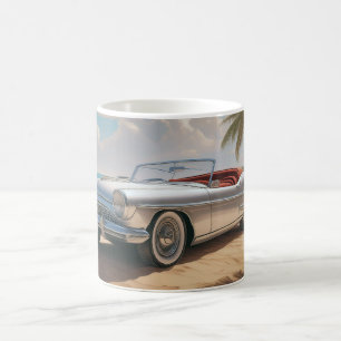 Vintage Sports car on a tropical beach Coffee Mug