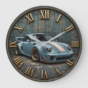Vintage Sports Car Retro Racing Coupe Large Clock