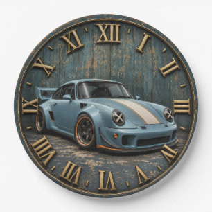 Vintage Sports Car Retro Racing Coupe Paper Plate