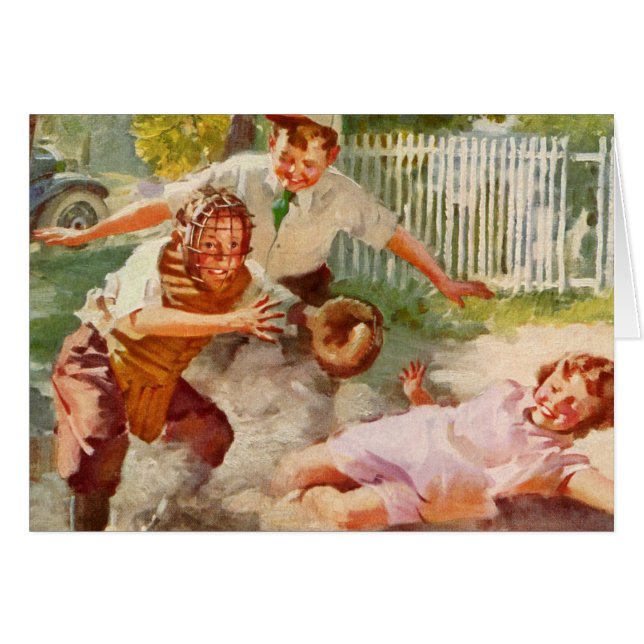 Vintage Sports, Children Play Stickball Baseball (Front Horizontal)