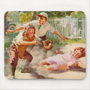 Vintage Sports, Children Play Stickball Baseball Mouse Mat