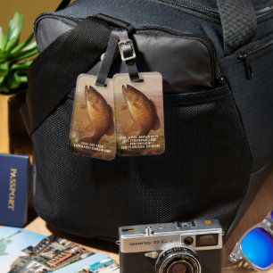 Vintage Sports Fishing, Largemouth Brown Bass Fish Luggage Tag