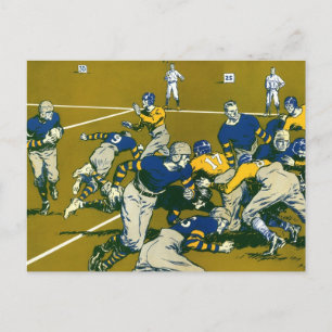 Vintage Sports Football Game, Gold vs. Blue Teams Postcard