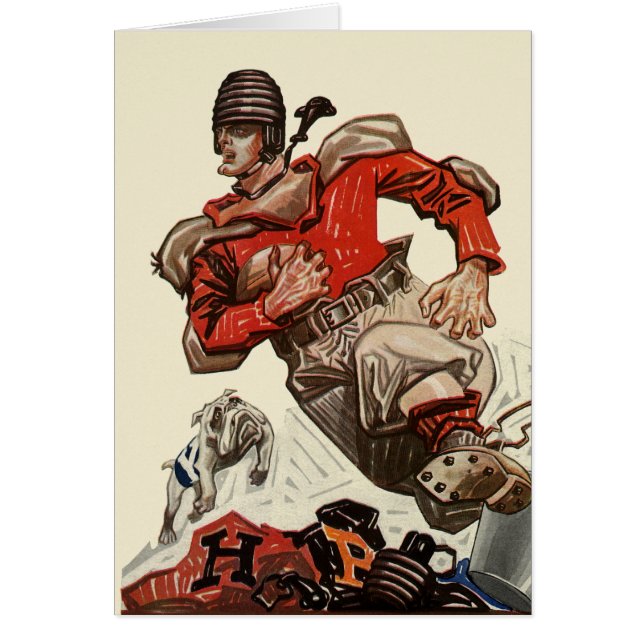 Vintage Sports Football Player and Bulldog Mascot (Front)