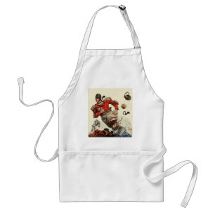 Vintage Sports Football Player and Bulldog Mascot Standard Apron
