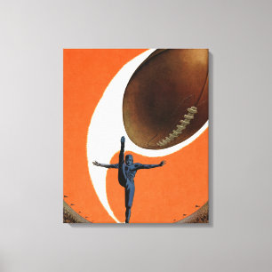 Vintage Sports, Football Player Kicking the Ball Canvas Print