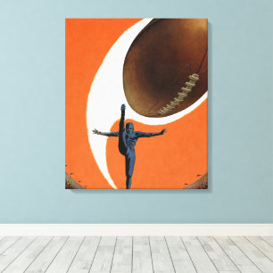 Vintage Sports, Football Player Kicking the Ball Canvas Print