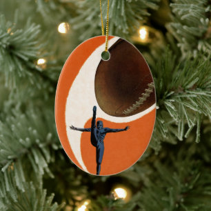 Vintage Sports, Football Player Kicking the Ball Ceramic Tree Decoration