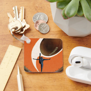 Vintage Sports, Football Player Kicking the Ball Key Ring