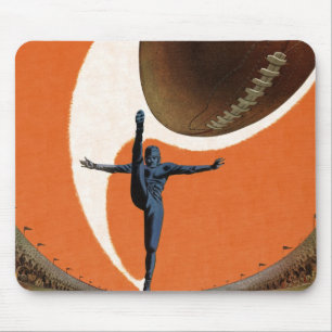 Vintage Sports, Football Player Kicking the Ball Mouse Mat