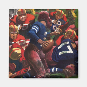 Vintage Sports Football Player Quarterback in Game Magnet