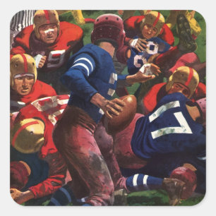 Vintage Sports Football Player Quarterback in Game Square Sticker