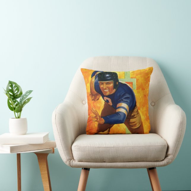 Vintage Sports Football Player Quarterback Running Cushion (Chair)
